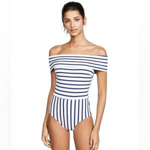 Solid & Striped Off the Shoulder One Piece